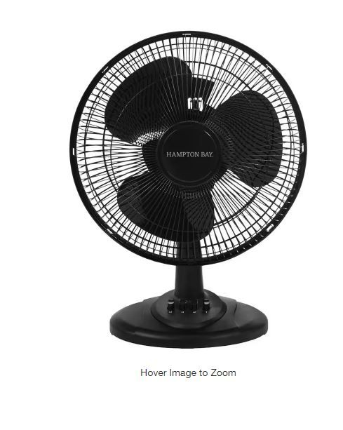 Photo 1 of 12 in. 3 Speed Oscillating Desk Fan
