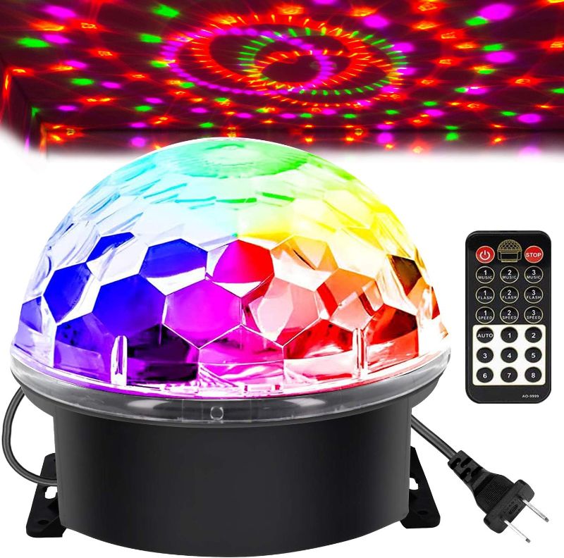 Photo 1 of memzuoix Disco Ball Dj Strobe Light with 6 Colors, Sound Activated Big-Size Magic Stage Party Light with Remote Control, Halloween Decorations Bar Wedding Home Club (7'' Big Size)
