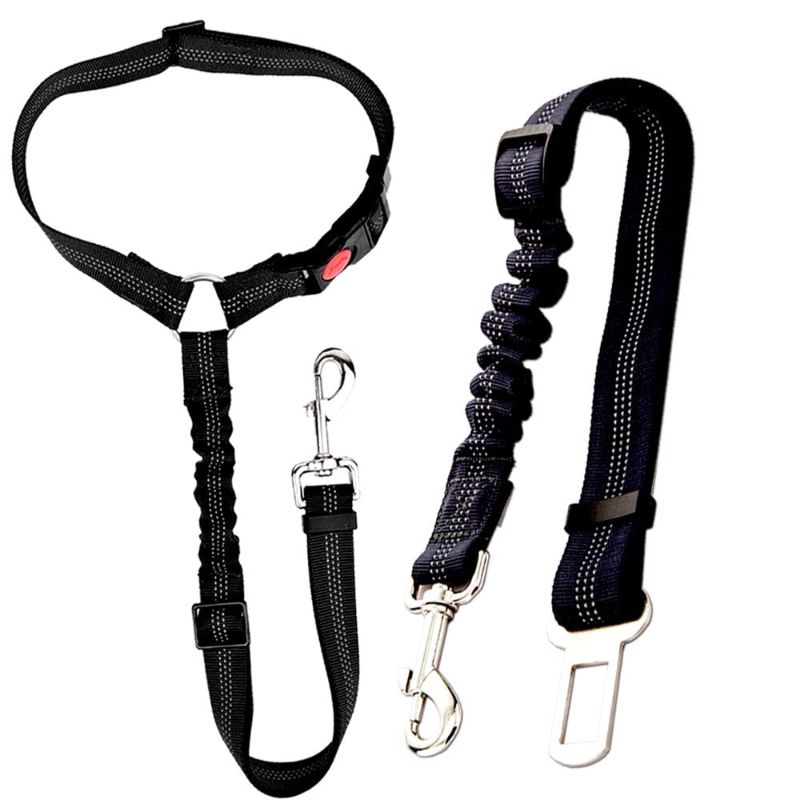 Photo 1 of 2 Style of high-Grade Dog car Safety Belt, Dog Safety Belt, with Damping Belt and Reflective line, Adjustable Length, Suitable for Large, Medium and Small Dogs (black1 and black2) 1??2?