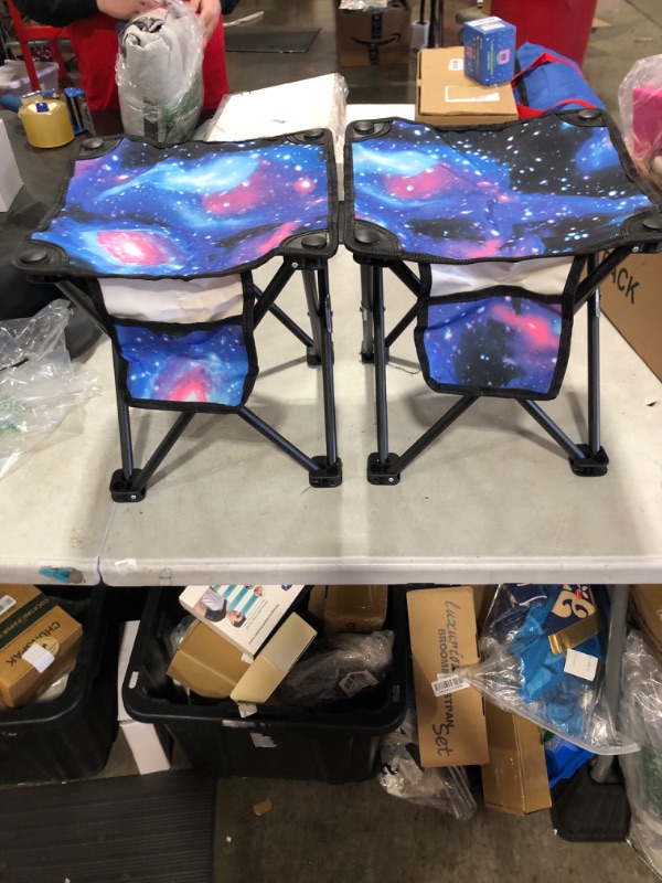 Photo 1 of 2 Pack Folding Stools Outdoor Lounging Galaxy Print