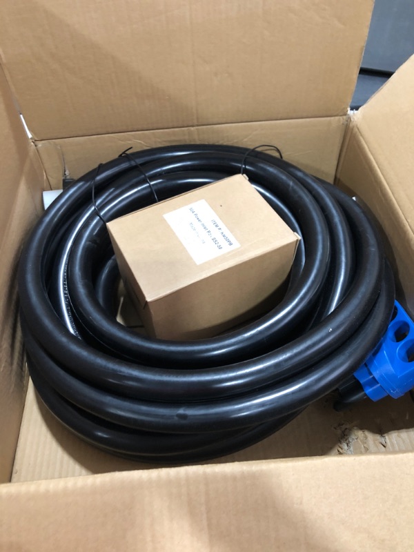 Photo 2 of 50 Amp Generator Cord and Power Inlet Box, 50 Amp Generator Cords 30 Foot,125V/250V Generator Power Cord NEMA14-50P/SS2-50R Twist Lock Connector 30FT Black+Blue