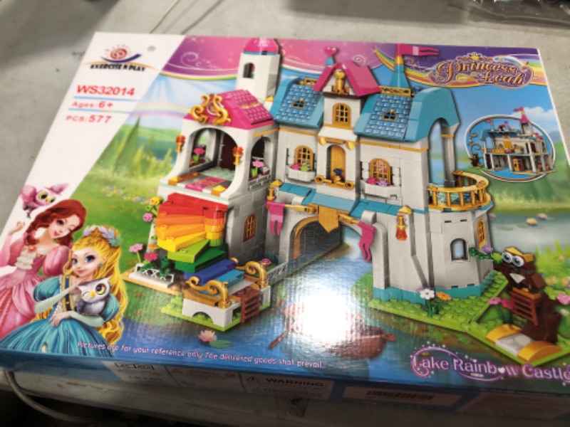 Photo 2 of Building Toy Deluxe Brick for Ages 6-12 Girls Boys,Princess Leah Lake Rainbow Castle Building Kit Castle Toy House Toys,Creative Building Toys,Recreat ???? Colored Castle