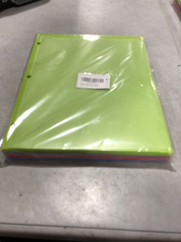 Photo 1 of Folder with 3 Holes -8 Pack ?Plastic folders with Clear Front Pocket, Multicolor Pocket Folders with Card Slot for Letter Size Paper 8 PCS Heavy Duty 3 Holes Punched Folder