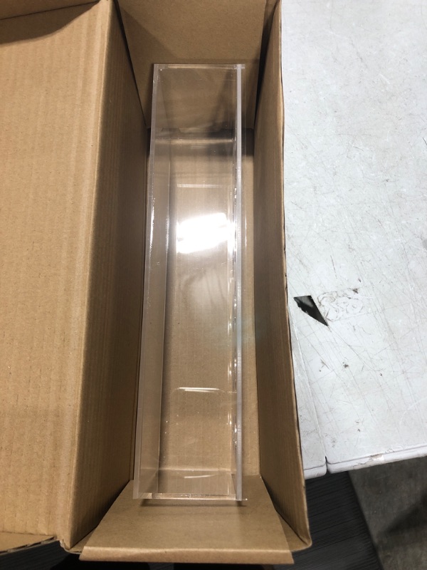 Photo 2 of 2Pcs Acrylic Flower Vase Rectangular Clear Acrylic Modern Vases- Total 24 Inches Long Rectangular Floral Centerpiece Low Decoration Vase for Dining Table Halloween Party Decor Wedding?24Holes? Clear?2pcs Total 23.6‘’ 60cm?