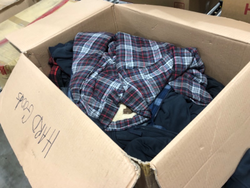 Photo 3 of BOX LOT OF ASSORTED JACKETS/FLANNELS, VARIOUS SIZES AND STYLES