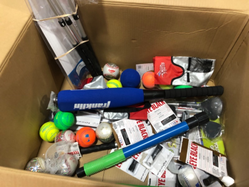 Photo 1 of BOX LOT OF ASSORTED BASEBALL TOYS/ACCESSORIES