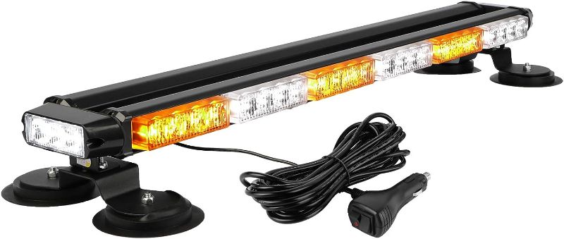 Photo 1 of ASPL 29.5" 54 LED Strobe Light Bar Double Side Flashing High Intensity Emergency Warning Flash Strobe Light with Magnetic Base for Safety Construction Vehicles Tow Trucks Pickup (Amber/White) 