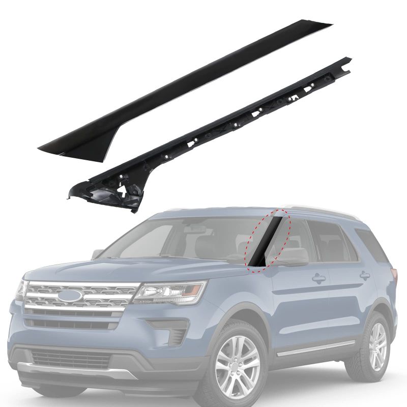 Photo 1 of CARMOCAR A-Pillar Front Molding Windshield Trim Left Outer & Inner Replacement for 2011-2019 Ford Explorer 926-450 BB5Z7803136AA BB5Z-7803136-AB BB5Z7803136BA BB5Z7803144AA(Driver Side), Gloss Black Outer & Inner(Left)