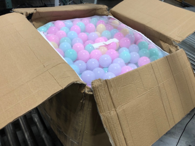 Photo 2 of Amazon Basics BPA Free Crush-Proof Plastic Ball Pit Balls with Storage Bag, Toddlers Kids 12+ Months, 6 Pastel Colors - Pack of 1000 6 Pastel Colors 1,000 Balls