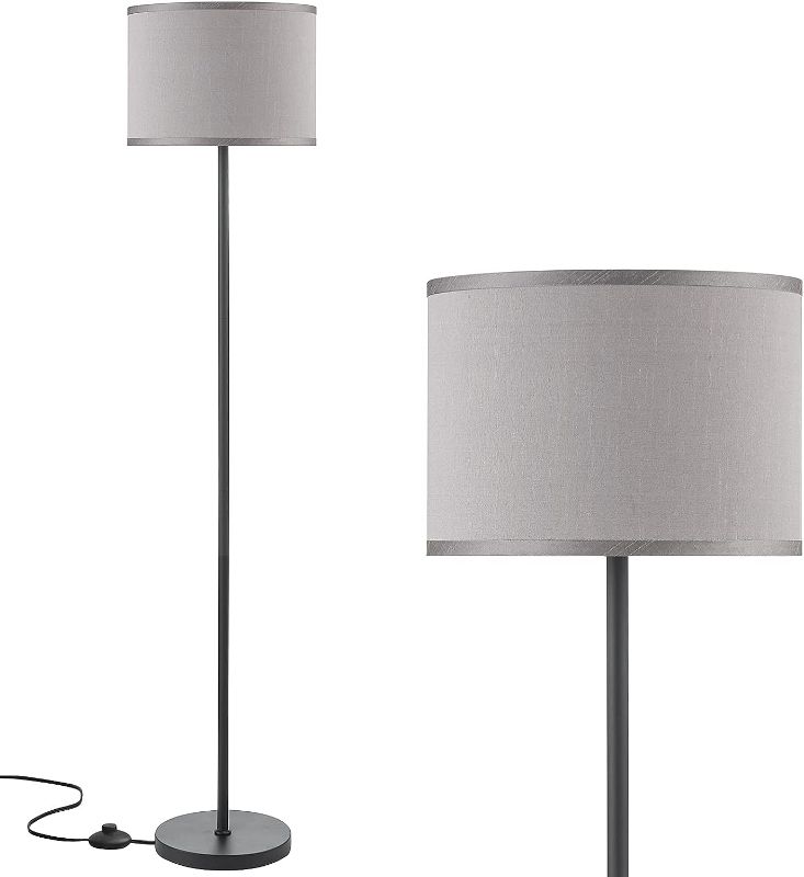 Photo 1 of  Floor Lamp for Living Room, Modern Floor Lamp with Shade, Tall Lamps for Living Room, Bedroom, Office, Dining Room, Stick Floor Lamp with Grey Lampshade(Without Bulb)