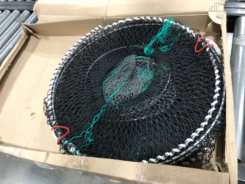 Photo 2 of Drasry Crab Trap Bait Lobster Crawfish Shrimp Portable Folded Cast Net Collapsible Fishing Traps Nets Fishing Accessories Black 23.6in x 11.8in (60cm x 30cm) 2PCS?37.4IN * 19.6?