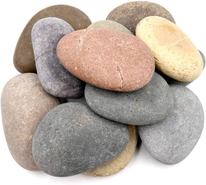 Photo 1 of 12 Extra-Large Rocks for Painting – Multi-Colored Craft Rock Painting Stones, 3.5” - 4.5” inch Smooth and Flat, Non-Porous Painting Rocks, 100% Natural River Rocks for Mandala and Kindness Stones 