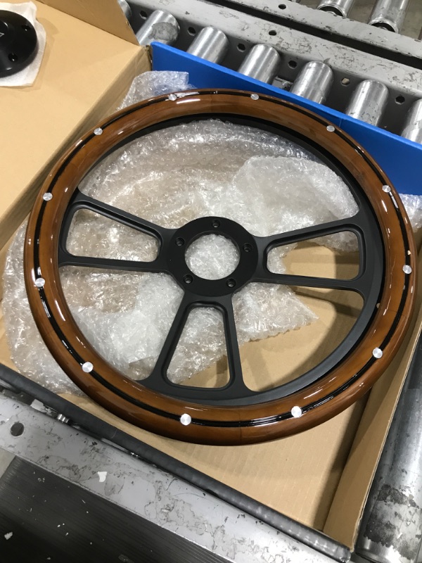 Photo 1 of 14" Real Mahogany Wood Steering Wheel w/Black Chevy Horn for Chevy C/K Series Truck