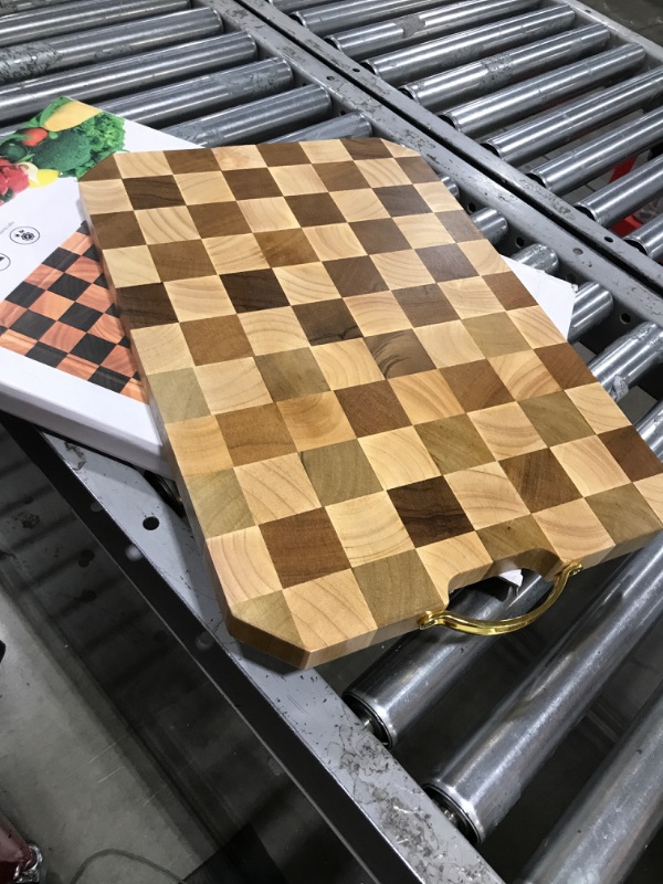 Photo 3 of azamine End Grain Cutting Board, Large Walnut/Rubber Wood Cutting Board, with Non-Slip Feet, Juice Groove, Extra Large 20*14*6/5 inch Cutting Block for Kitchen Black