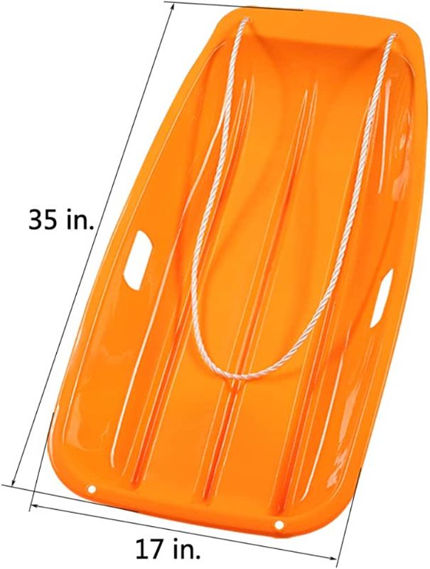 Photo 1 of ABK Plastic Snow Sled Toboggan for Kids and Adult with Pull Rope Orange 