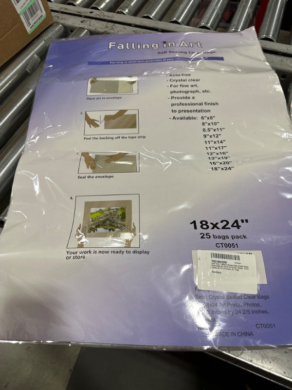 Photo 2 of Acid Free 1.496mil (Single Side) Crystal Sealed Clear Bags for 12x16 Art Prints, Photos, 12 2/5 Inches by 16 1/2 Inches, 25-Pack
