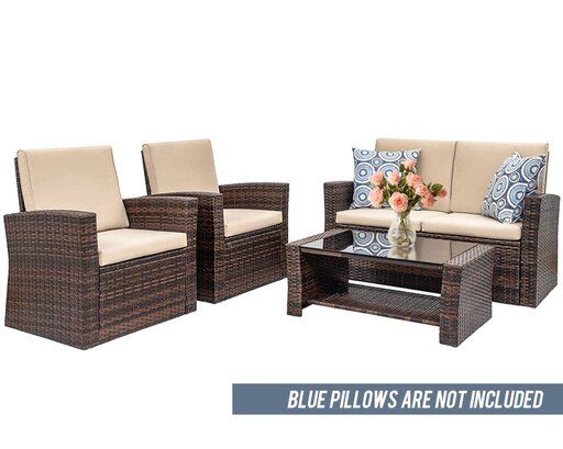 Photo 1 of 2 Pieces in this box. Outdoor Patio Furniture Sets Sectional Sofa Rattan Chair Wicker Set ( BOX 1 OF 2 )
