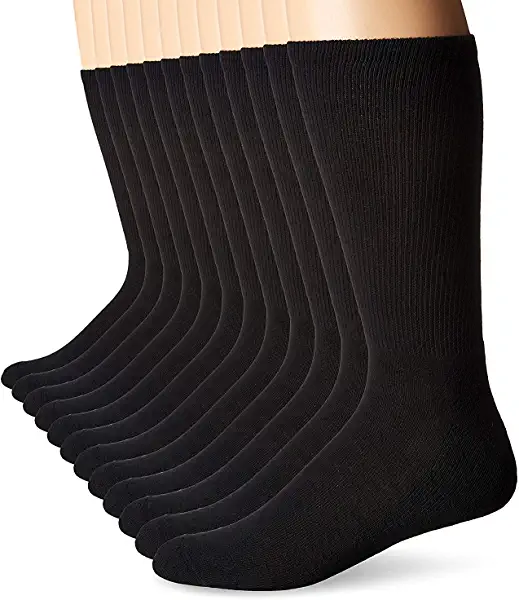 Photo 1 of 12 PK OF MENS HANES BLACK TUBE SOCKS SIZES 9-10