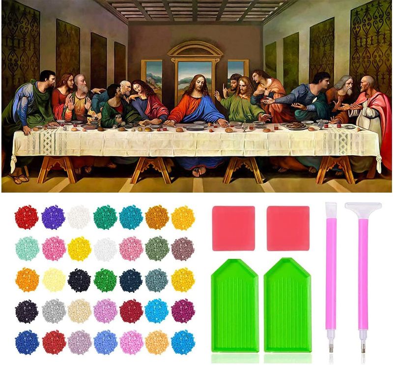 Photo 1 of 5D DIY Diamond Painting Kits for Adults, Large Size Full Drill Diamond Arts Rhinestone Pasted, DIY Painting Diamond Dot Arts Crafts for Home Wall Decor Gift, 15.8"x33.5" (The Last Supper) https://a.co/d/fT2RNnL