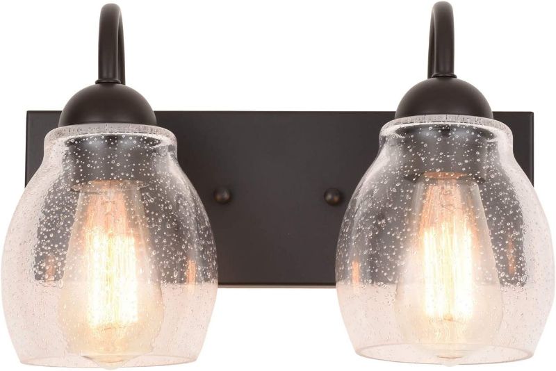 Photo 1 of ALICE HOUSE 13" Vanity Lights with Seeded Glass,2 Light Wall Sconce Lighting, Brown Bathroom Lights Over Mirror, Farmhouse Bathroom Lighting AL9081-W2 https://a.co/d/cFocQsK