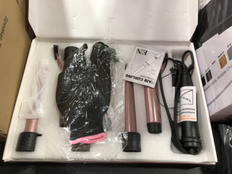 Photo 2 of 6-IN-1 Curling Iron, Professional Curling Wand Set, Instant Heat Up Hair Curler with 6 Interchangeable Ceramic Barrels (0.35'' to 1.25'') and 2 Temperature Adjustments, Heat Protective Glove & 2 Clips Rose Gold