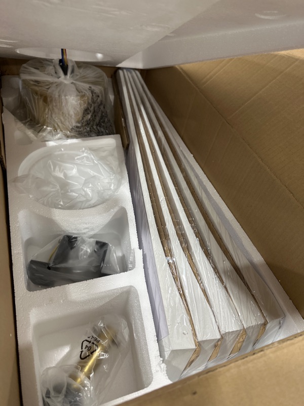 Photo 1 of WINGBO 54 Inch DC Ceiling Fan with Lights and Remote Control, 5 Reversible Carved Wood Blades, 6-Speed Noiseless DC Motor, Modern Ceiling Fan in Brass Finish with Black Blades, ETL Listed 54" DC ceiling fan with light Black