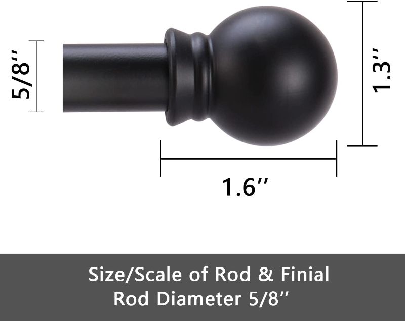 Photo 1 of  Black Curtain Rods for Windows 48 to 84 Inch, 1 Inch Diameter Heavy Duty Black Curtain Rods, Matte Black Modern Telescoping Drapery Rods for Indoor &Outdoor