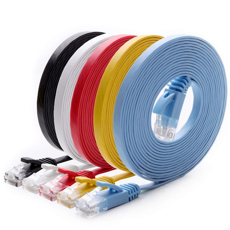 Photo 1 of Cat 6 Ethernet Cable 10 ft (5 Pack) (at a Cat5e Price but Higher Bandwidth) Cat6 Internet Network Cable Flat - Ethernet Patch Cables Short - Computer LAN Cable with Snagless RJ45 Connectors
