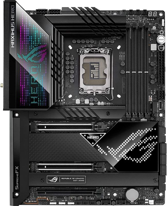 Photo 1 of ASUS ROG Maximus Z690 Hero WiFi 6E LGA 1700(Intel 12th Gen) ATX Gaming Motherboard(PCIe 5.0,DDR5,20+1power Stages,2.5Gb LAN,2xThunderbolt 4,5xM.2,Front USB 3.2 Gen 2x2 Type-C,PCIe 5.0 Hyper M.2 Card)
