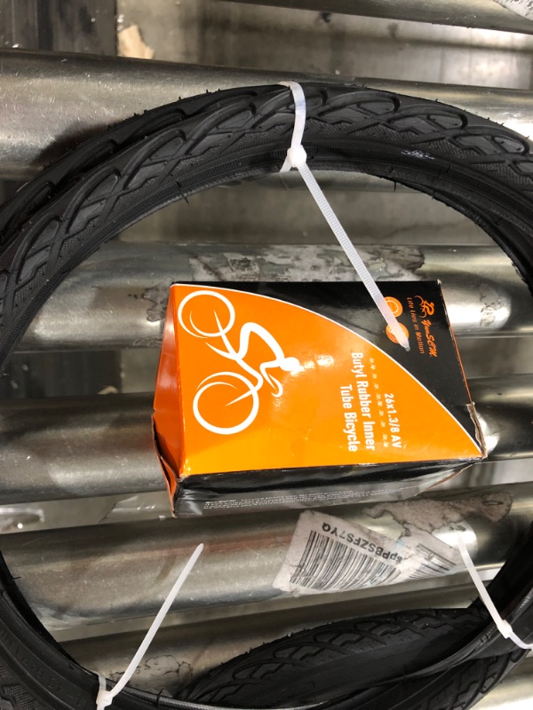 Photo 1 of 2 Pack 26" Road Bike Tires 26 x 1 3/8?37-590? Plus 2 Pack 26" Bike Tubes 26x1 3/8 AV 32mm Valve Compatible with 26X1 3/8 26X1.3/8 Bike Tires and Tubes(Black)