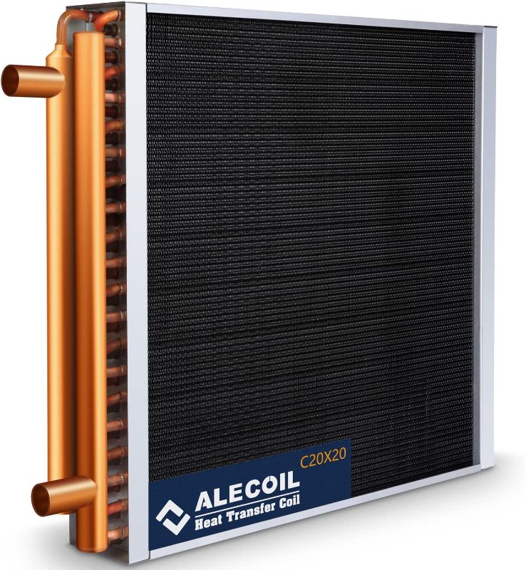 Photo 1 of 30x30 Water to Air Heat Exchanger 1“ Copper Ports Hot Water Coil for Forced Air Heating, Outdoor Wood Furnaces, and Residential Heating, Alecoil Heat Exchanger 