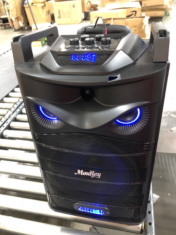 Photo 2 of Moukey Karaoke Machine, Big Subwoofer PA System, Powerful Sound, Portable Bluetooth Speaker with Wireless Microphone, Party Lights & Echo/Treble/Bass Adjustment, Support TWS/REC/AUX/MP3/USB/TF/FM 10" Subwoofer