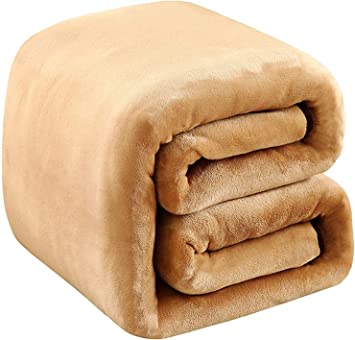 Photo 1 of  Fleece Blankets King Size for The Bed Extra Soft Brush Fabric Super Warm Sofa Blanket 90" x 108"(Camel King)
