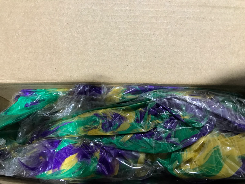 Photo 2 of 2 Pcs 22 Yards Mardi Gras Chandelle Feather Boa Carnival Women Turkey Feather Boas Mardi Gras Decorations Masquerade Party Decorations for Christmas Tree Craft Party Wedding Home Decoration