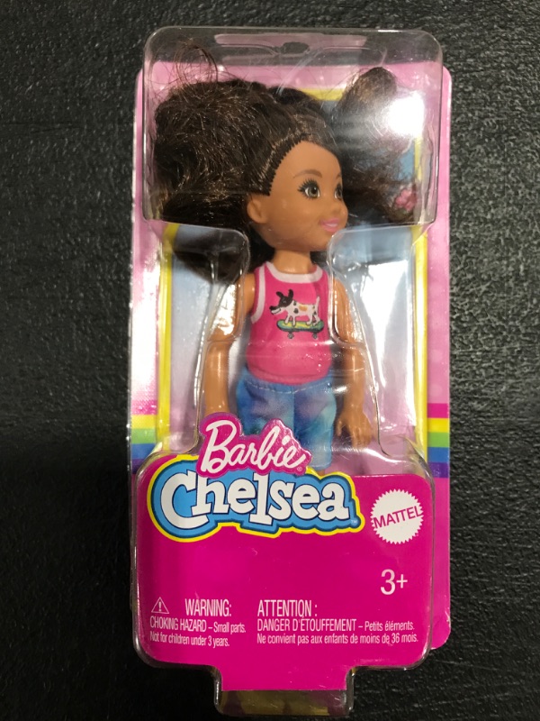 Photo 2 of Barbie Chelsea Doll (6-inch Brunette) Wearing Sparkly Skirt Molded Unicorn Top & Green Shoes Gift for 3 to 7 Year Olds
