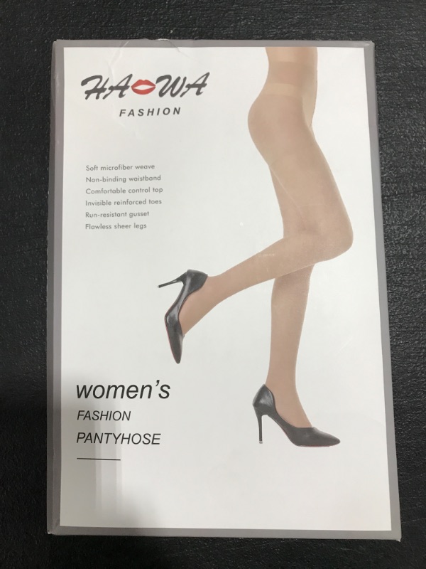 Photo 2 of HA WA Black Tights for Women, 3 Pairs Sheer Tights with Control Top Pantyhose Nude Small. ONE SIZE. 