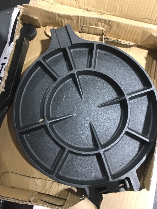 Photo 2 of  8 Inch Cast Iron Tortilla Press. Tortilla Maker, Flour Tortilla press, Rotis Press, Dough Press, Pataconera Seasoned with Flaxeed Oil, Black -
