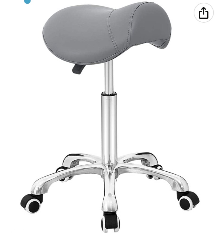 Photo 1 of Saddle Stool Rolling Chair for Office Massage Salon Kitchen Spa Drafting,Adjustable Hydraulic with Wheels (Grey)