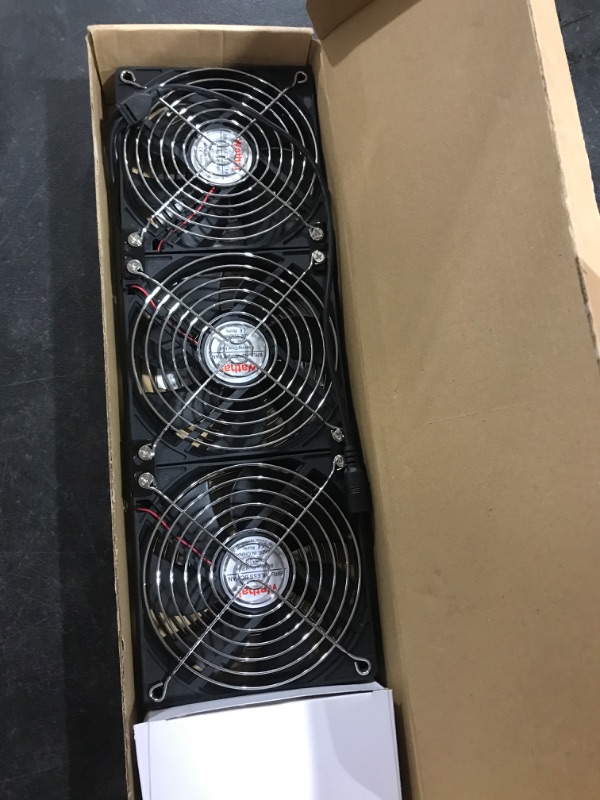 Photo 2 of Wathai Dual Ball 3 x 120mm DC 12V Big Airflow Fan with 110V - 240V AC Speed Controller for DIY Cabinet Chassis Machine Server Workstation Cooling 3x120mm fan