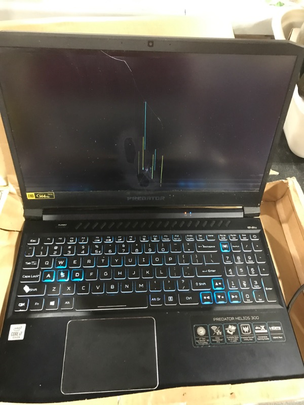 Photo 2 of Acer Predator Helios 300 Gaming Laptop, Intel i7-10750H, NVIDIA GeForce RTX 2060 6GB, 15.6" Full HD 144Hz 3ms IPS Display, 16GB Dual-Channel DDR4, 512GB NVMe SSD, Wi-Fi 6, RGB Keyboard, PH315-53-72XD
PARTS ONLY 