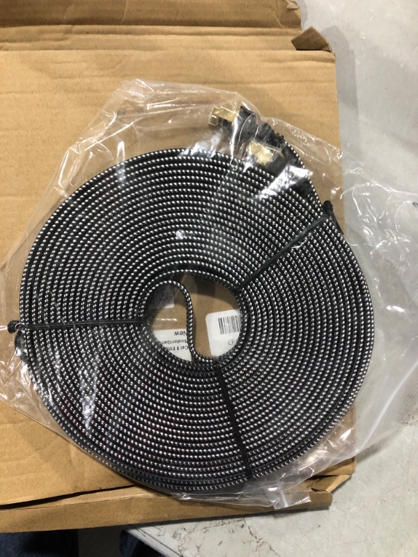 Photo 2 of Cat 8 Ethernet Cable 50 ft, Nylon Braided High Speed Heavy Duty Cat8 Network LAN Patch Cord, 40Gbps 2000Mhz SFTP RJ45 Flat Internet Cable Shielded in Wall, Indoor&Outdoor for Modem/Router/Gaming/PC Cat8-50ft