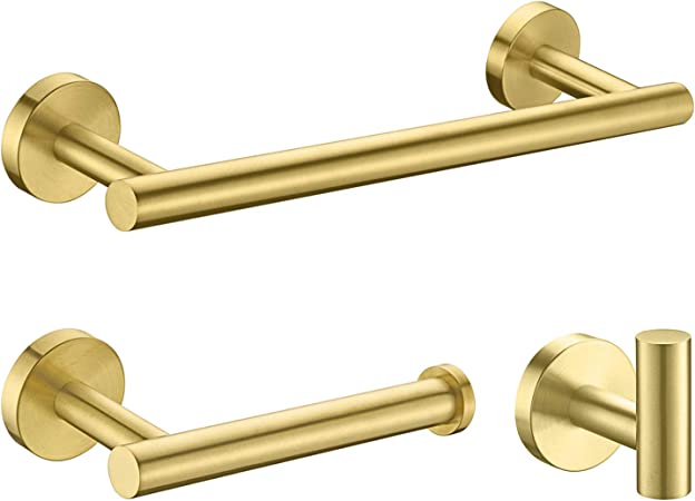 Photo 1 of 3-Pieces Brushed Gold Bathroom Hardware Set
