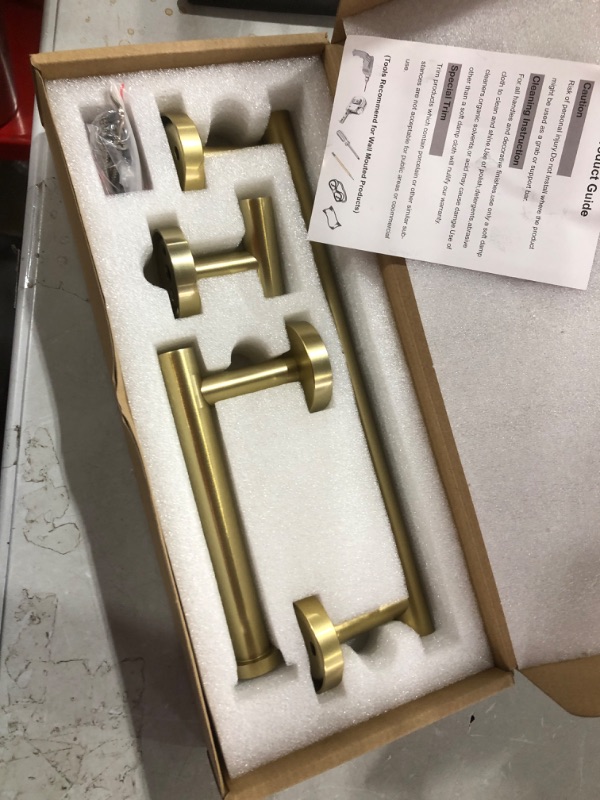 Photo 1 of 3-Pieces Brushed Gold Bathroom Hardware Set