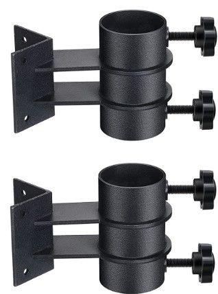 Photo 1 of 2 Pcs Patio Umbrella Holder Stainless Steel Heavy Duty Umbrella Holder Adjustable Outdoor Umbrella Base Umbrella Clamp Mount Bracket for Deck Railing Fence Balcony Courtyard(Right Angle)