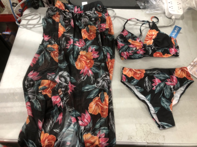 Photo 1 of 3 PIECE FLORAL SWIMSUIT SIZE S 