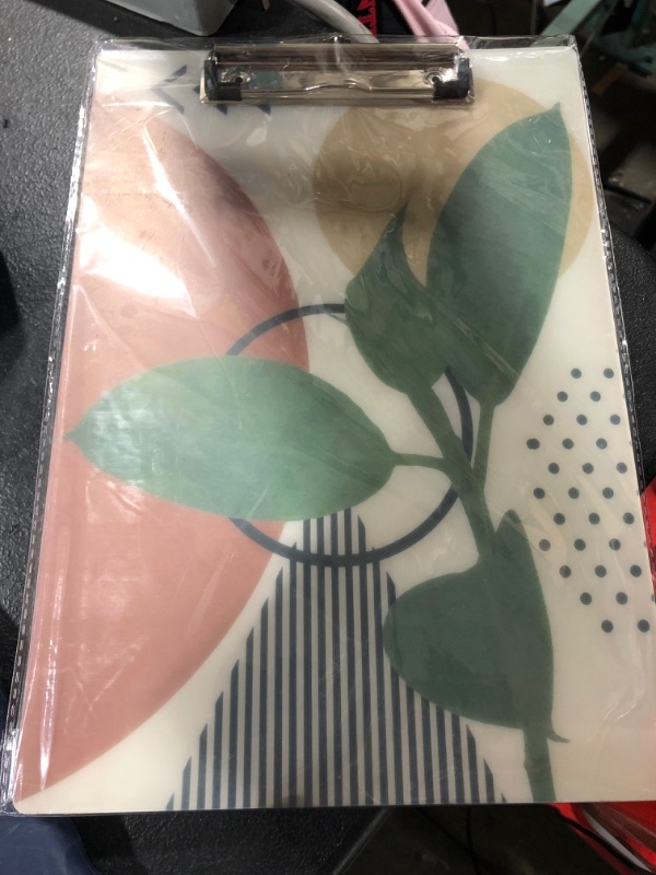 Photo 1 of MIBITRI Plastic Clipboard, A4 Letter Size, Cute Design, Clipboards for Women, Man and Kids, Low Profile Clip, Fashion Pattern Diesigh, Standard Size 12.2" x 8.9" (Glossy) Simple Abstract Glossy Simple Abstract