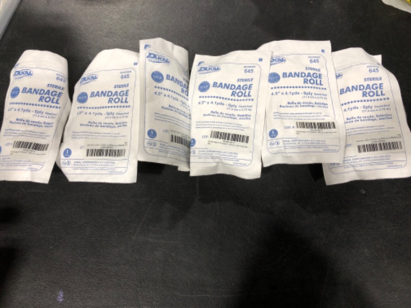 Photo 1 of 645 Bandage Fluff Gauze Roll LF Sterile Cotton 4.5"x4.1yd 6pl Ea Part No. 645 by- Dukal Corporation 4.5x147.6 Inch (Pack of 6)