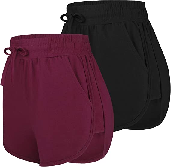 Photo 1 of 2 Pack Cotton Yoga Short Women Summer Casual Running Gym Sports Waistband Shorts SIZE S