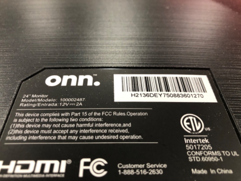 Photo 1 of 24" ONN Monitor FHD HDMI 60Hz 1080p