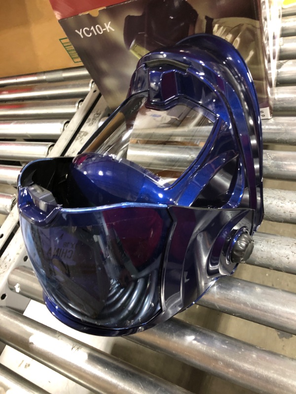 Photo 3 of TAKAFORCE Panoramic 180° Large Viewing Screen Auto Darkening Flip Up Welding Helmet with Side View, True Color Highest Optical Class 1/1/1/1, 4 Arc Sensor, 9 to 12/13 to 15 Variable Welding Shades Blue